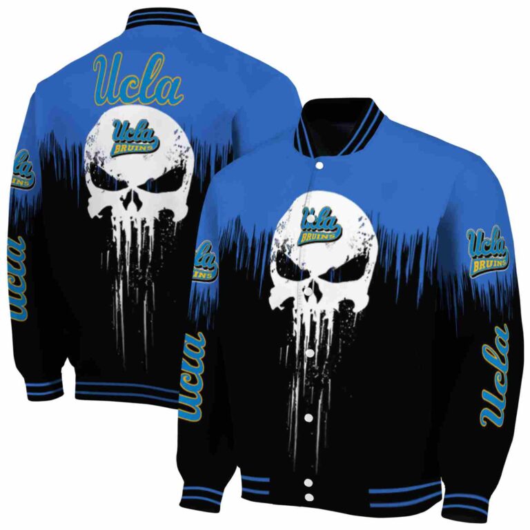ucla bruins punisher skull blue black white jacket fashion forward jacketwow