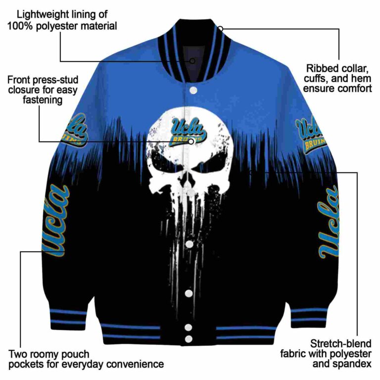 ucla bruins punisher skull blue black white jacket new arrival jacketwow