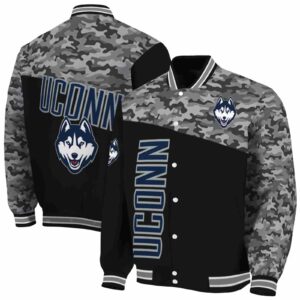 uconn huskies camo patchwork black jacket fashion forward jacketwow