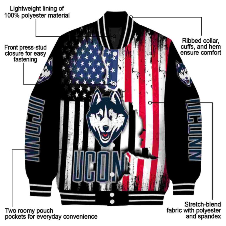uconn huskies patriotic theme black jacket new arrival jacketwow