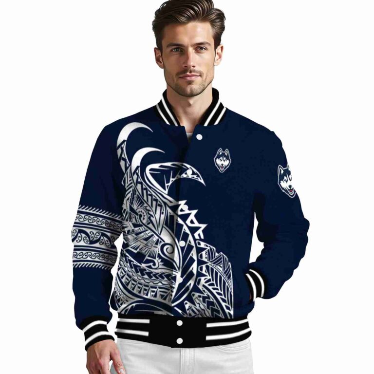 uconn huskies tribal art blue white black jacket high quality jacketwow