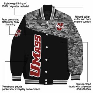 umass minutemen camo patchwork black jacket new arrival jacketwow