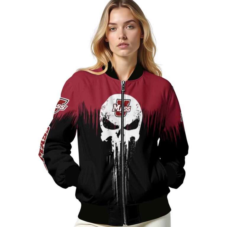 umass minutemen punisher skull red black white jacket latest model jacketwow