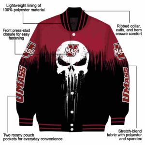 umass minutemen punisher skull red black white jacket new arrival jacketwow