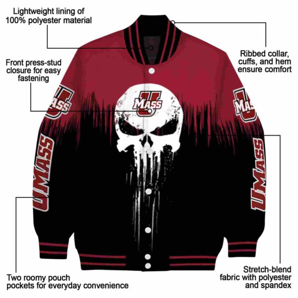umass minutemen punisher skull red black white jacket new arrival jacketwow