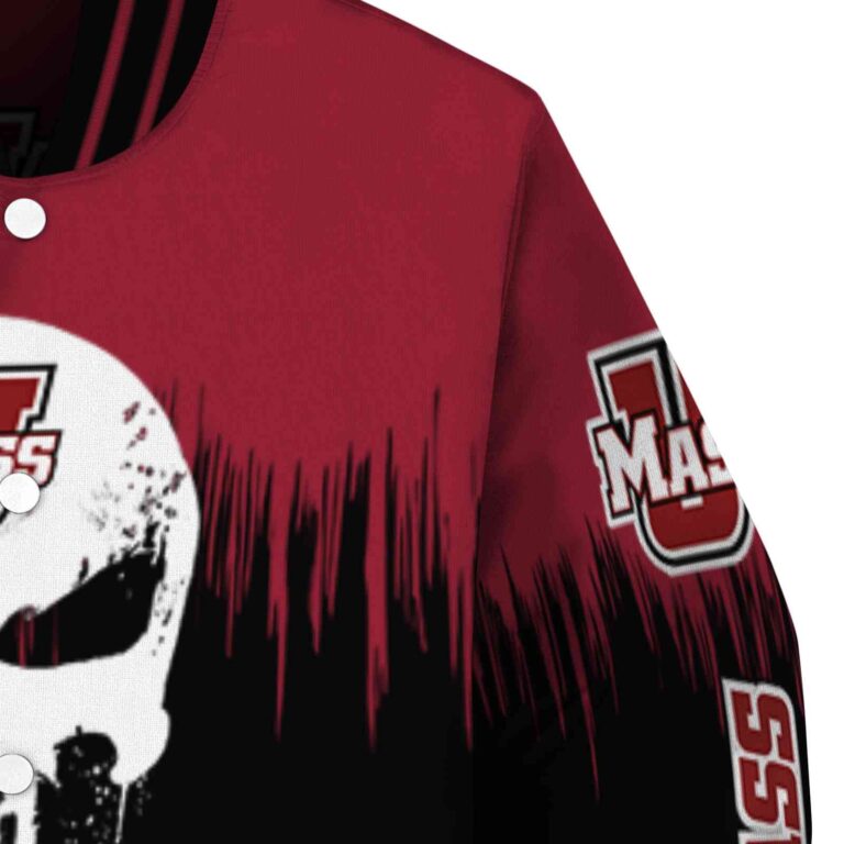 umass minutemen punisher skull red black white jacket premium grade jacketwow