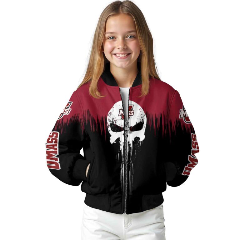 umass minutemen punisher skull red black white jacket top rated jacketwow