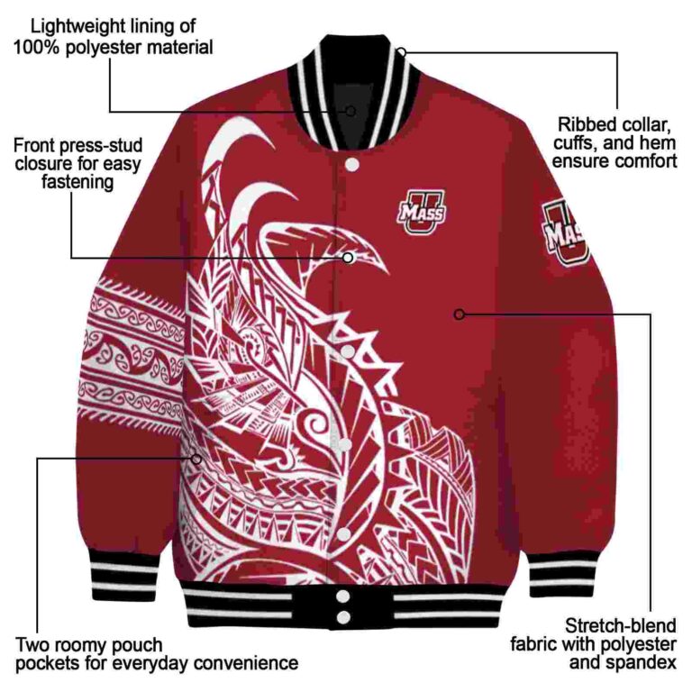 umass minutemen tribal art red white black jacket new arrival jacketwow