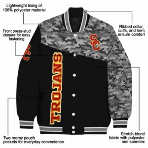 usc trojans camo patchwork black jacket new arrival jacketwow