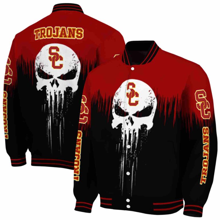 usc trojans punisher skull red black white jacket fashion forward jacketwow