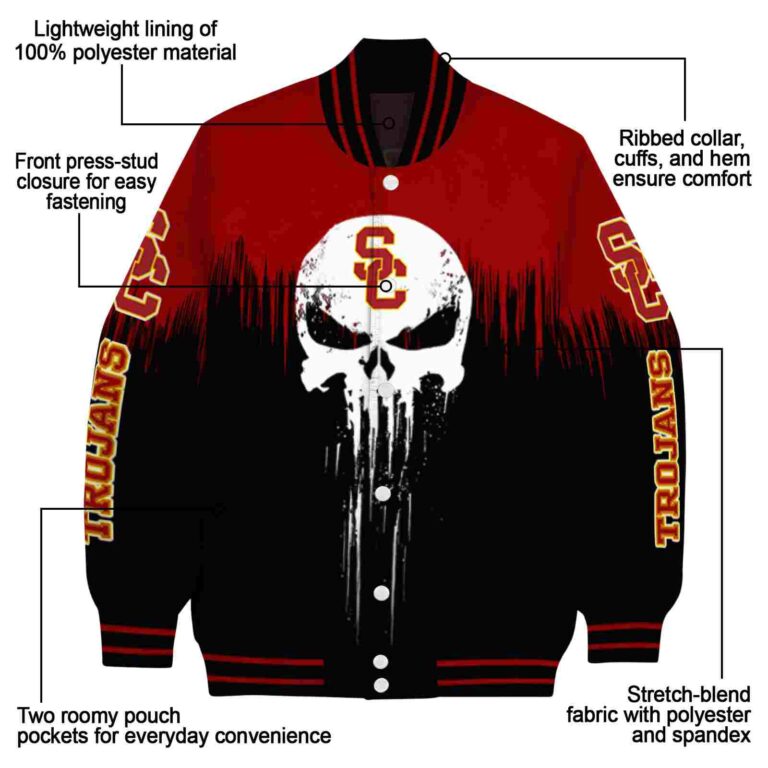 usc trojans punisher skull red black white jacket new arrival jacketwow