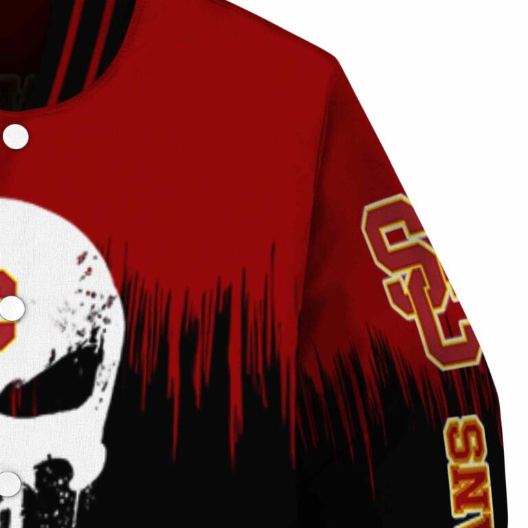usc trojans punisher skull red black white jacket premium grade jacketwow
