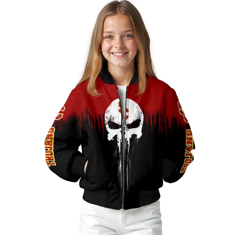 usc trojans punisher skull red black white jacket top rated jacketwow