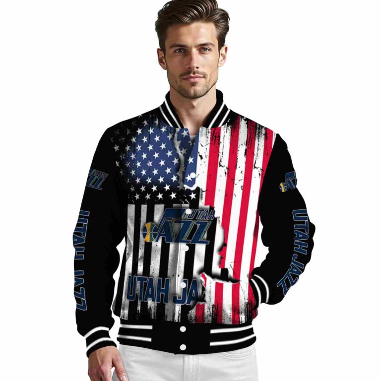 utah jazz patriotic theme black jacket high quality jacketwow