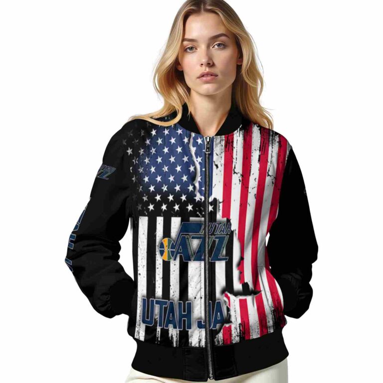 utah jazz patriotic theme black jacket latest model jacketwow