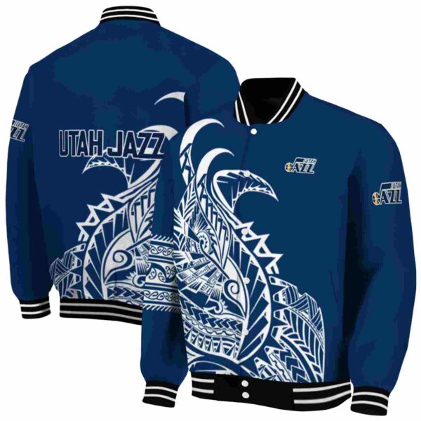 utah jazz tribal art navy white black jacket fashion forward jacketwow