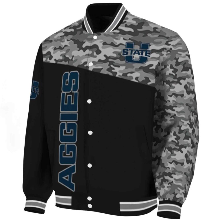 utah state aggies camo patchwork black jacket best selling jacketwow