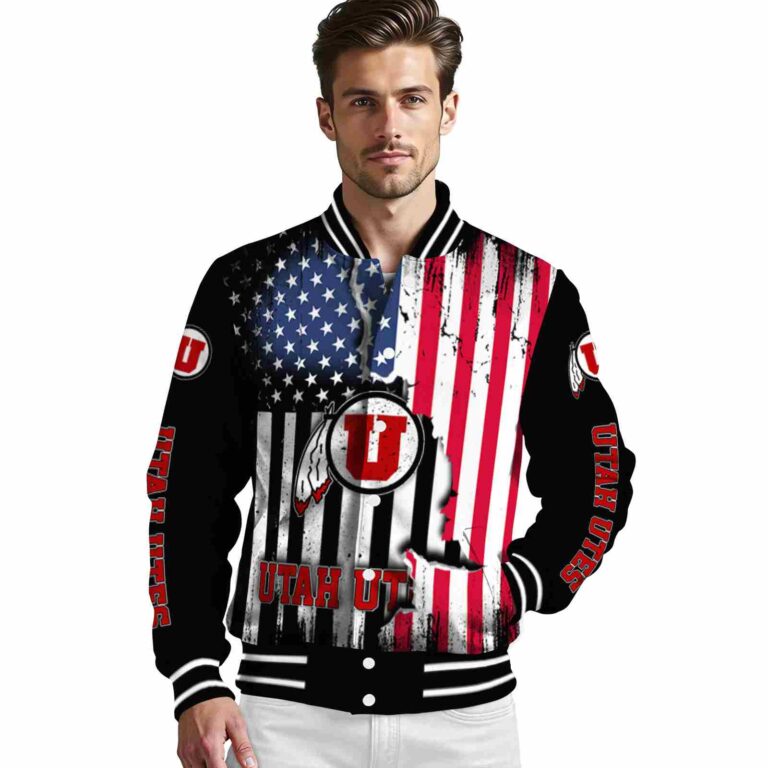 utah utes patriotic theme black jacket high quality jacketwow