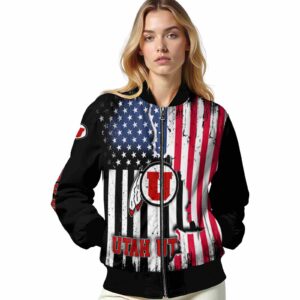 utah utes patriotic theme black jacket latest model jacketwow