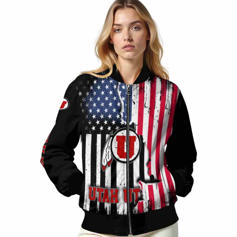 utah utes patriotic theme black jacket latest model jacketwow