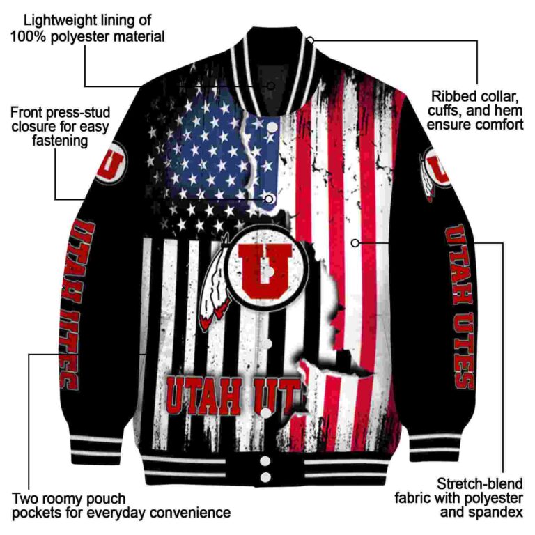 utah utes patriotic theme black jacket new arrival jacketwow