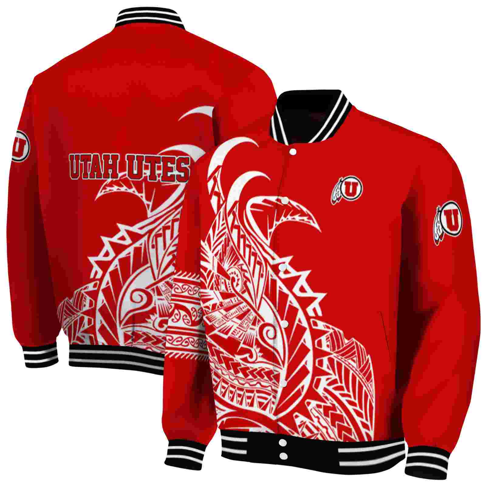 utah utes tribal art red white black jacket fashion forward jacketwow utah utes tribal art red white black jacket fashion forward jacketwow