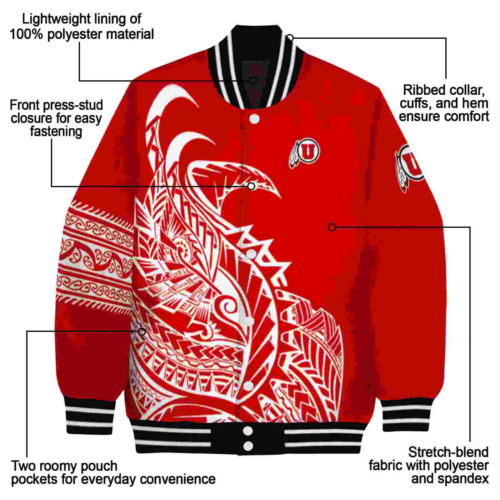 utah utes tribal art red white black jacket new arrival jacketwow utah utes tribal art red white black jacket new arrival jacketwow