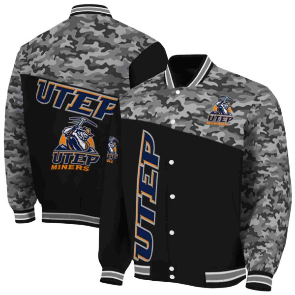utep miners camo patchwork black jacket fashion forward jacketwow