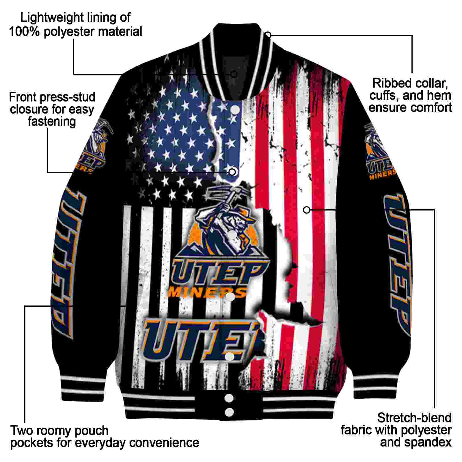 utep miners patriotic theme black jacket new arrival jacketwow utep miners patriotic theme black jacket new arrival jacketwow