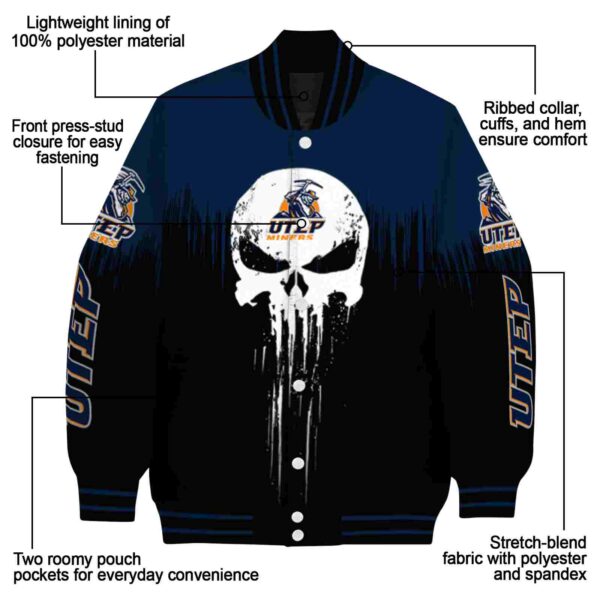 utep miners punisher skull blue black white jacket new arrival jacketwow