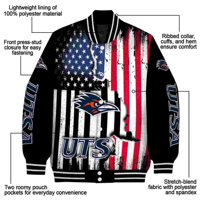 utsa roadrunners patriotic theme black jacket new arrival jacketwow