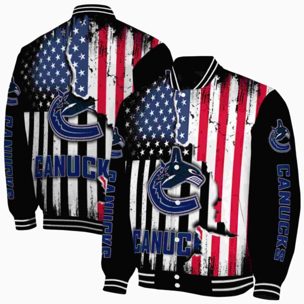 vancouver canucks patriotic theme black jacket fashion forward jacketwow