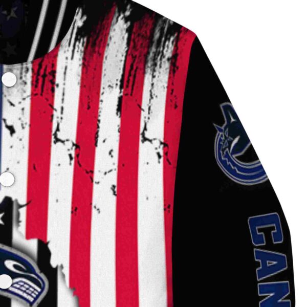 vancouver canucks patriotic theme black jacket premium grade jacketwow