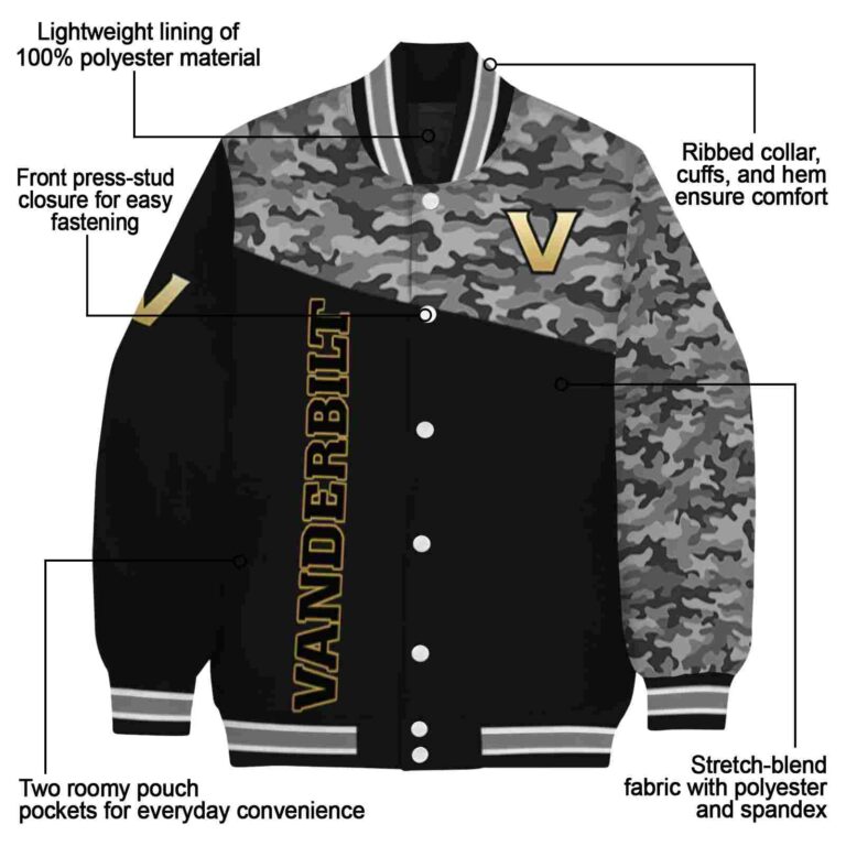 vanderbilt commodores camo patchwork black jacket new arrival jacketwow