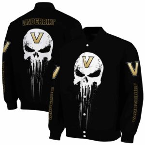 vanderbilt commodores punisher skull black white jacket fashion forward jacketwow