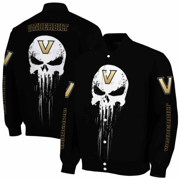 vanderbilt commodores punisher skull black white jacket fashion forward jacketwow