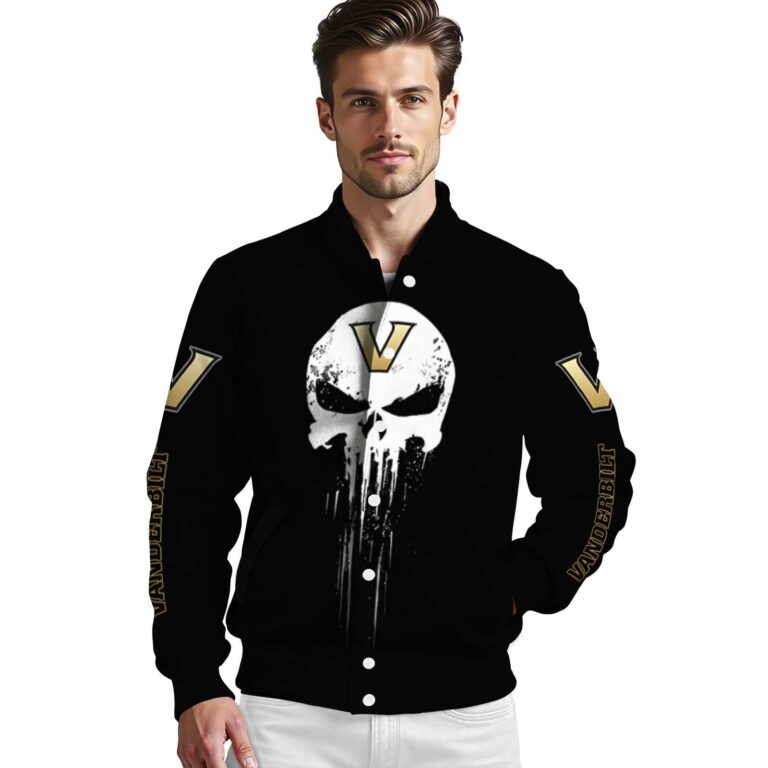 vanderbilt commodores punisher skull black white jacket high quality jacketwow