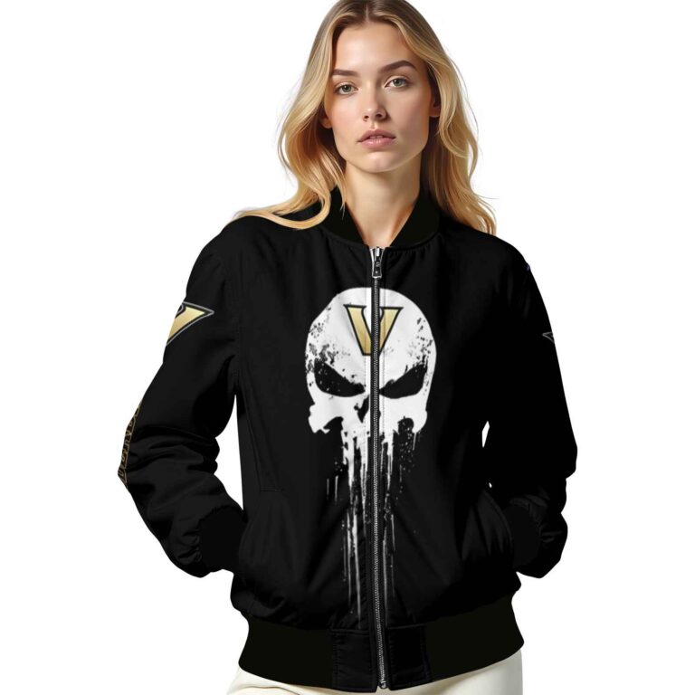 vanderbilt commodores punisher skull black white jacket latest model jacketwow