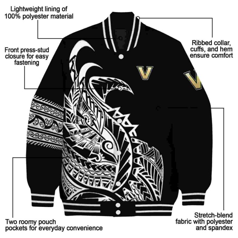 vanderbilt commodores tribal art black white black jacket new arrival jacketwow
