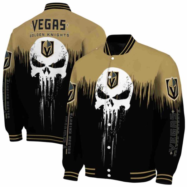 vegas golden knights punisher skull tan black white jacket fashion forward jacketwow