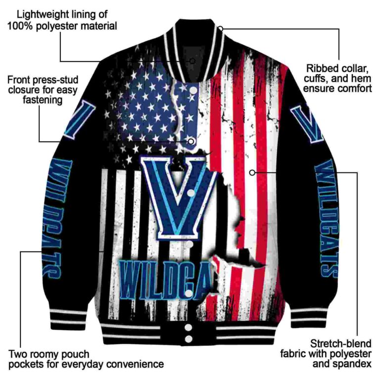 villanova wildcats patriotic theme black jacket new arrival jacketwow