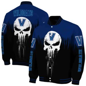 villanova wildcats punisher skull navy black white jacket fashion forward jacketwow