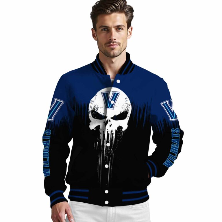 villanova wildcats punisher skull navy black white jacket high quality jacketwow