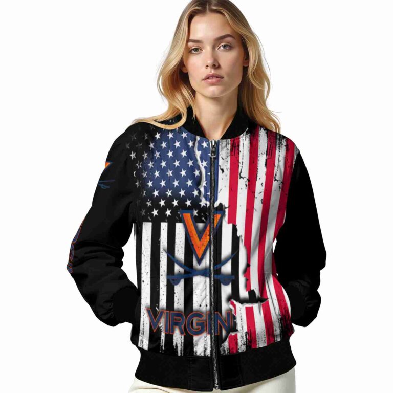 virginia cavaliers patriotic theme black jacket latest model jacketwow