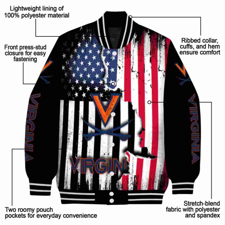 virginia cavaliers patriotic theme black jacket new arrival jacketwow