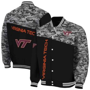 virginia tech hokies camo patchwork black jacket fashion forward jacketwow