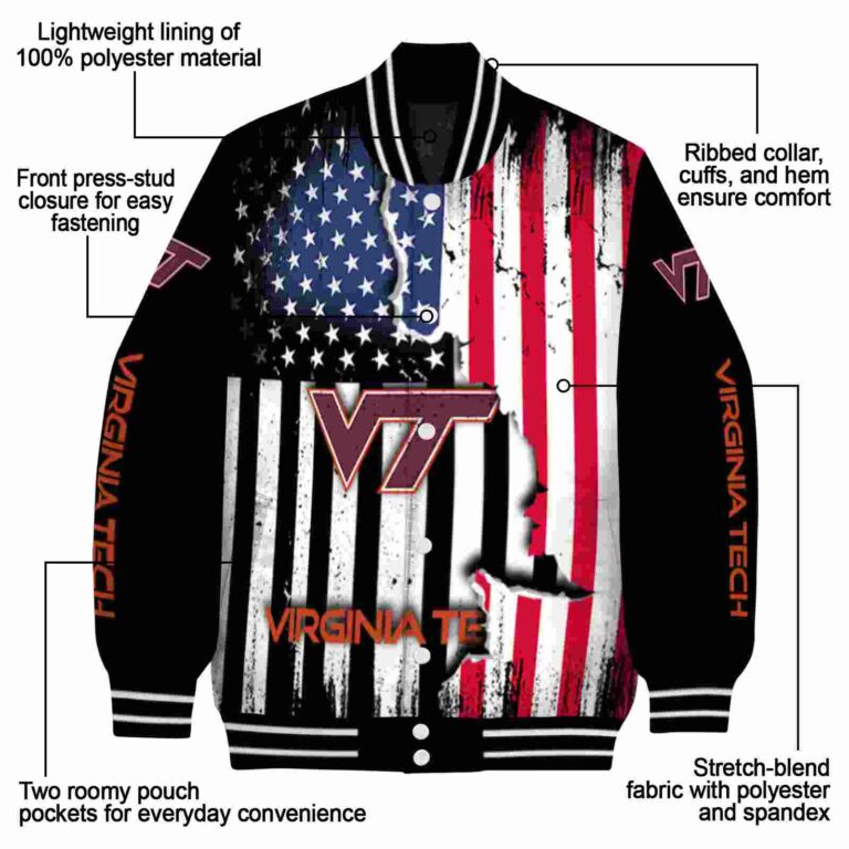 virginia tech hokies patriotic theme black jacket new arrival jacketwow