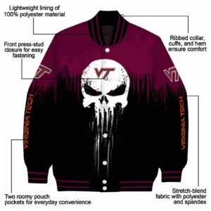 virginia tech hokies punisher skull maroon black white jacket new arrival jacketwow