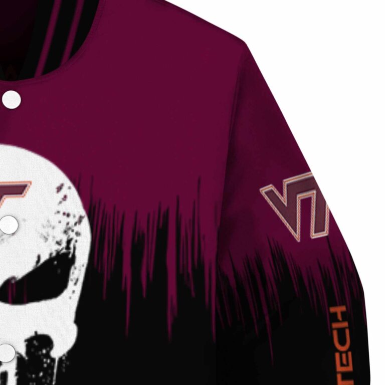 virginia tech hokies punisher skull maroon black white jacket premium grade jacketwow