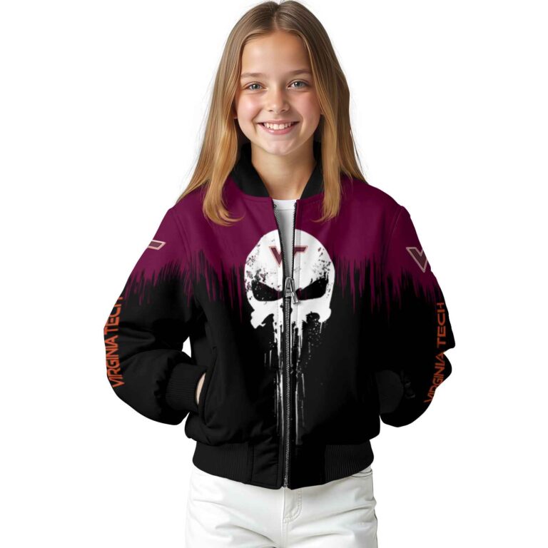 virginia tech hokies punisher skull maroon black white jacket top rated jacketwow